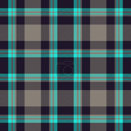 Illustration for Pattern plaid seamless. Vector fabric check. Tartan textile texture background in turquoise and dark colors. - Royalty Free Image