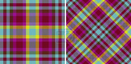 Illustration for Fabric check vector. Plaid background textile. Seamless texture pattern tartan in set. - Royalty Free Image
