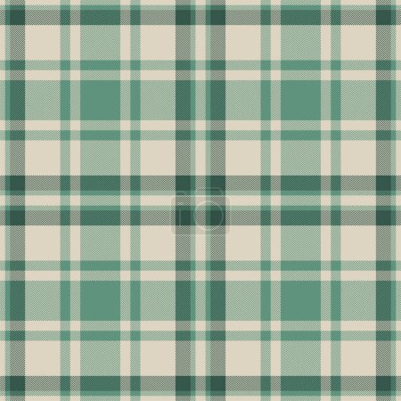 Illustration for Plaid seamless pattern in green. Check fabric texture. Vector textile print design. - Royalty Free Image