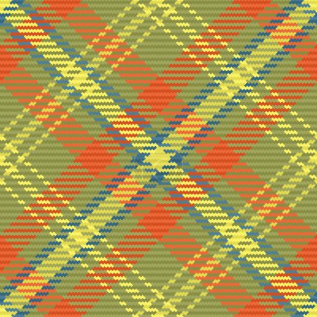Illustration for Textile tartan pattern. Seamless check texture. Plaid background fabric vector in cyan and red colors. - Royalty Free Image