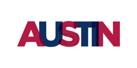 Ilustración de Austin, Texas, Estados Unidos diseño de eslogan tipográfico. Logo de América con letras gráficas de ciudad para productos impresos y web. - Imagen libre de derechos