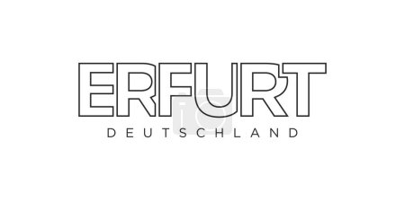 Illustration for Erfurt Deutschland, modern and creative vector illustration design featuring the city of Germany as a graphic symbol and text element, set against a white background, is perfect for travel banners, posters, web, and postcards. - Royalty Free Image