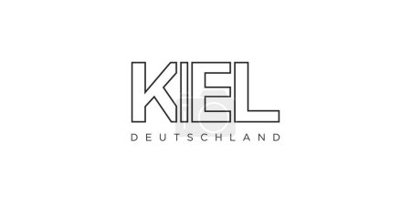 Téléchargez les illustrations : Kiel Deutschland, illustration vectorielle moderne et créative présentant la ville d'Allemagne comme un symbole graphique et un élément de texte, sur fond blanc, est parfait pour les bannières de voyage, les affiches, le web et les cartes postales. - en licence libre de droit