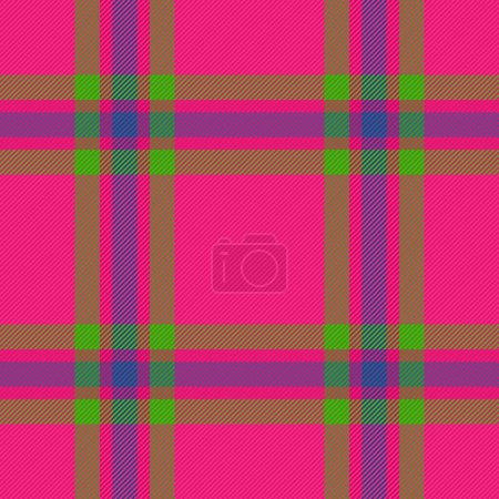 Illustration for Vector fabric texture of seamless background tartan with a check pattern textile plaid in pink and green colors. - Royalty Free Image