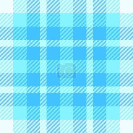 Ilustración de Compruebe la tela textil de tartán sin costura de fondo con un patrón de textura a cuadros vectoriales en colores cian y azul. - Imagen libre de derechos