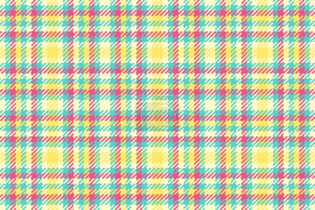 Ilustración de Comprobación de tela a cuadros de fondo de patrón sin costuras con una textura de tartán vector textil en color verde azulado y limón gasa. - Imagen libre de derechos