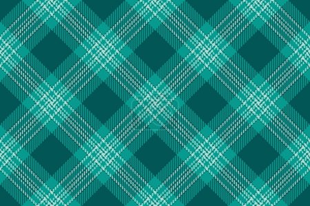 Ilustración de Patrón de tartán de fondo de textil de verificación vectorial con una tela de textura sin costuras a cuadros en verde azulado y colores claros. - Imagen libre de derechos