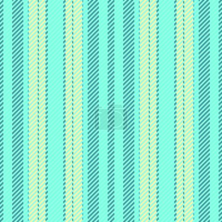 Ilustración de Patrón de tejido textil de textura de líneas vectoriales con una franja de fondo vertical sin costuras en color verde azulado y cian. - Imagen libre de derechos