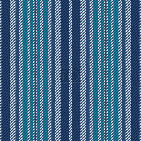 Ilustración de Patrón textil sin costuras de líneas de tela de fondo con una textura de banda vectorial vertical en colores azul y blanco. - Imagen libre de derechos