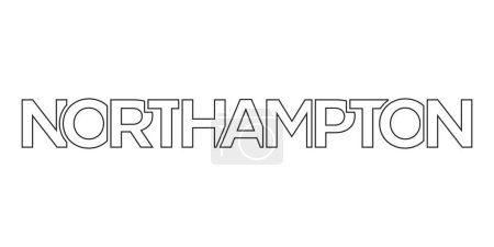 Ilustración de Northampton city en el diseño del Reino Unido presenta una ilustración vectorial de estilo geométrico con tipografía en negrita en una fuente moderna sobre fondo blanco. - Imagen libre de derechos