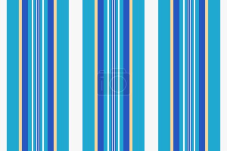 Ilustración de Tejido sin costura vectorial de líneas patrón de textura con un fondo de rayas verticales textiles en colores cian y blanco. - Imagen libre de derechos