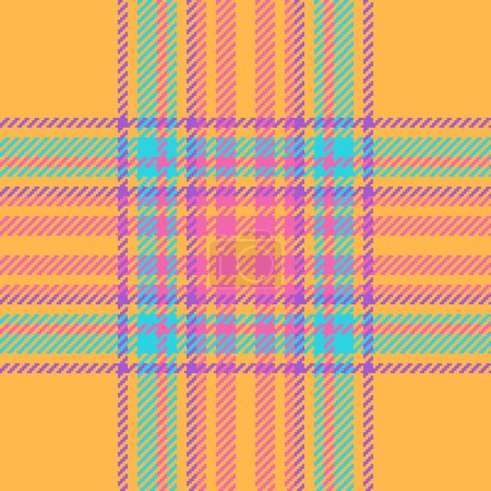 Illustration for Background check tartan of textile pattern fabric with a texture vector seamless plaid in amber and pink colors. - Royalty Free Image