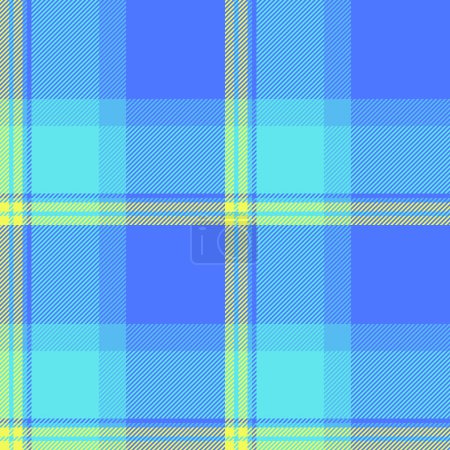 Ilustración de Fondo sin costura tartán de tela de vector textil con un patrón a cuadros verificación de textura en colores cian y azul. - Imagen libre de derechos