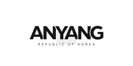 Illustrazione per Anyang in Corea emblema per la stampa e web. Il design presenta uno stile geometrico, illustrazione vettoriale con tipografia audace in caratteri moderni. slogan grafico lettering isolato su sfondo bianco. - Immagini Royalty Free