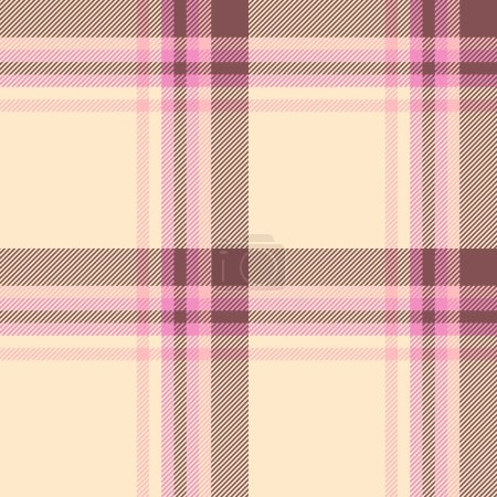 Illustration for Plaid check background of fabric seamless textile with a vector pattern texture tartan in blanched almond and red colors. - Royalty Free Image