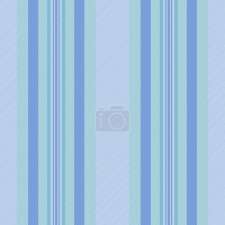 Ilustración de Líneas textiles verticales de fondo de rayas vectoriales con un patrón de textura sin costuras de tela en colores azul y crema de menta. - Imagen libre de derechos