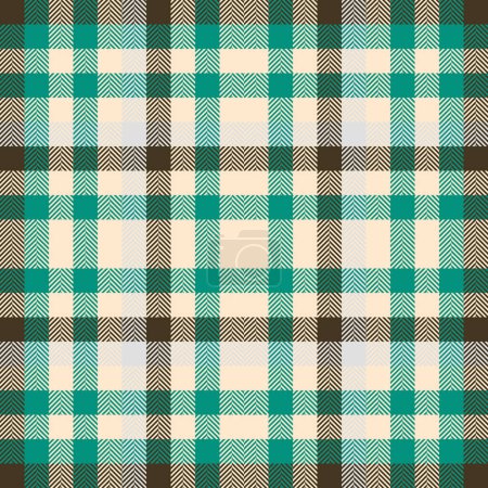 Illustration for Vector seamless check of background texture plaid with a tartan fabric pattern textile in blanched almond and teal colors. - Royalty Free Image