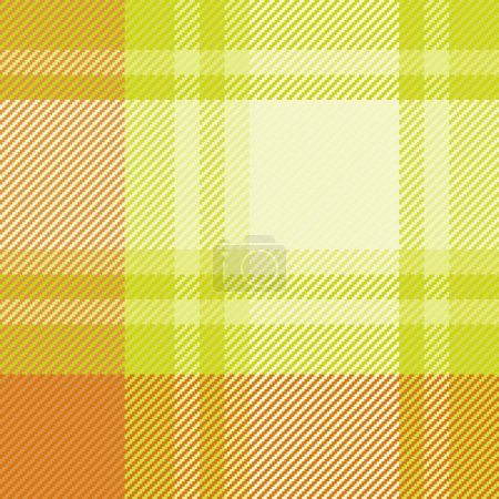 Téléchargez les illustrations : Tissu motif textile de fond de texture sans couture avec un vecteur tartan à carreaux dans les couleurs lime et orange. - en licence libre de droit