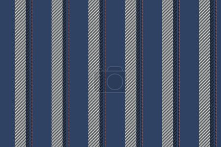 Ilustración de Patrón vertical sin costuras de tela textil de fondo con líneas de textura vectorial de rayas en colores azules y claros. - Imagen libre de derechos