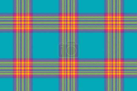 Ilustración de Comprobación vectorial sin costuras del fondo del patrón escocés con una tela textil de textura tartán en colores cian y rosa. - Imagen libre de derechos