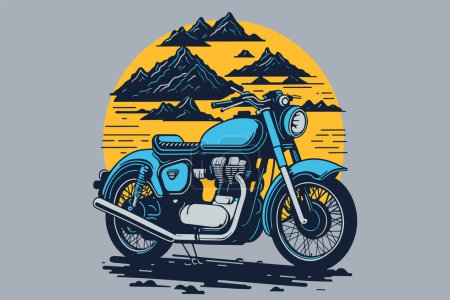Ilustración clásica del vector de color de la motocicleta. Bicicleta de motor para logo, emblema del club de motociclistas, etiqueta engomada, impresión de diseño de camiseta.