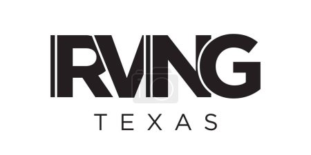 Illustration for Irving, Texas, USA typography slogan design. America logo with graphic city lettering for print and web products. - Royalty Free Image