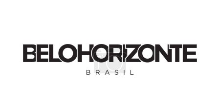 Illustration for Belo Horizonte in the Brasil emblem for print and web. Design features geometric style, vector illustration with bold typography in modern font. Graphic slogan lettering isolated on white background. - Royalty Free Image