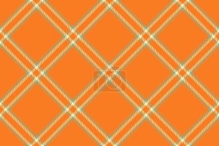Téléchargez les illustrations : Vérifier le vecteur de tissu de texture plaid sans couture avec un motif de tartan de fond textile dans les couleurs orange et mocassin. - en licence libre de droit