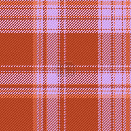Illustration for Texture seamless background of tartan textile fabric with a vector check plaid pattern in red and purple colors. - Royalty Free Image