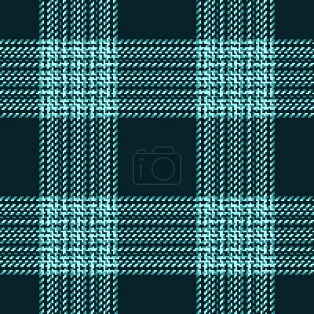 Ilustración de Textura tartán verificación de tela textil sin costura con un fondo vectorial patrón a cuadros en verde azulado y colores oscuros. - Imagen libre de derechos