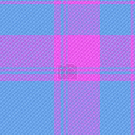 Ilustración de Patrón vector a cuadros de tela de textura de verificación con un fondo tartán textil sin costuras en colores azul y púrpura. - Imagen libre de derechos