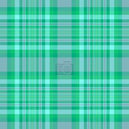 Ilustración de Patrón de tela de fondo de textura cuadros con un tartán vector textil sin costuras en verde azulado y colores cian. - Imagen libre de derechos