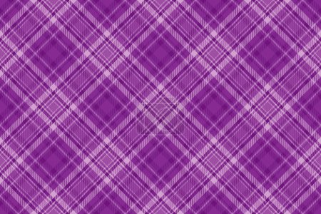 Illustration for Texture seamless background of vector pattern fabric with a textile check plaid tartan in purple and light colors. - Royalty Free Image