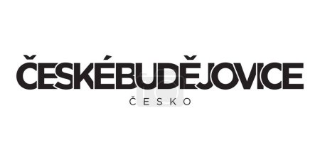 Illustration for Ceske Budejovice in the Czech emblem for print and web. Design features geometric style, vector illustration with bold typography in modern font. Graphic slogan lettering isolated on white background. - Royalty Free Image