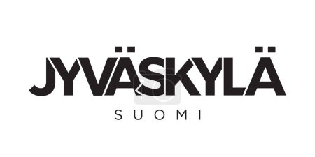 Illustration for Jyvaskyla in the Finland emblem for print and web. Design features geometric style, vector illustration with bold typography in modern font. Graphic slogan lettering isolated on white background. - Royalty Free Image