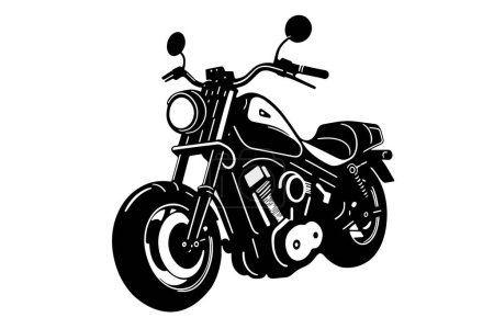 Illustration vectorielle moto classique. Moto pour logo, emblème du club de motards, autocollant, imprimé design de t-shirt. Silhouette noire et blanche.