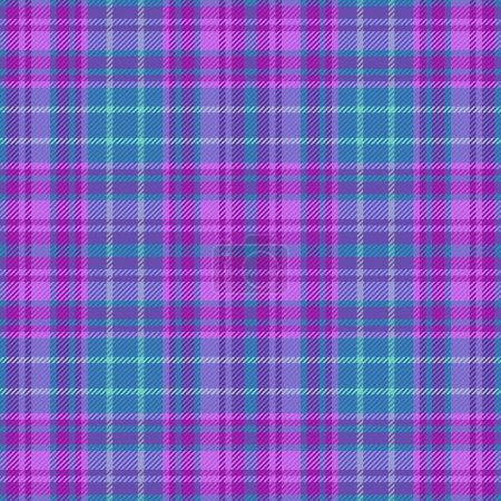 Illustration for Fabric plaid tartan of texture background check with a pattern textile vector seamless in blue and violet colors. - Royalty Free Image