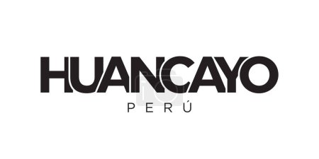 Illustration for Huancayo in the Peru emblem for print and web. Design features geometric style, vector illustration with bold typography in modern font. Graphic slogan lettering isolated on white background. - Royalty Free Image