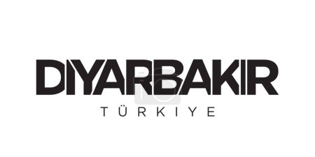 Illustration for Diyarbakir in the Turkey emblem for print and web. Design features geometric style, vector illustration with bold typography in modern font. Graphic slogan lettering isolated on white background. - Royalty Free Image