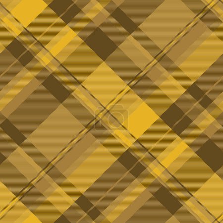 Illustration for Textile tartan seamless of pattern fabric texture with a check background vector plaid in amber color. - Royalty Free Image