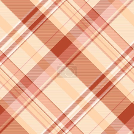 Illustration for Check seamless textile of tartan texture plaid with a pattern vector fabric background in red and orange colors. - Royalty Free Image