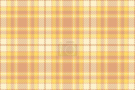 Ilustración de Patrón de fondo tartán de control textil sin costuras con una tela de textura vectorial a cuadros en colores naranja y amarillo. - Imagen libre de derechos