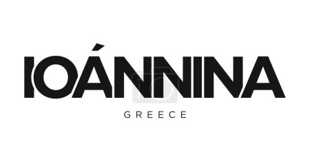 Illustration for Ioannina in the Greece emblem for print and web. Design features geometric style, vector illustration with bold typography in modern font. Graphic slogan lettering isolated on white background. - Royalty Free Image