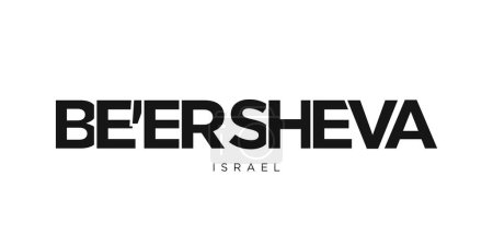Illustration for Beer Sheva in the Israel emblem for print and web. Design features geometric style, vector illustration with bold typography in modern font. Graphic slogan lettering isolated on white background. - Royalty Free Image