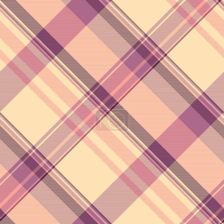 Téléchargez les illustrations : Vérification vectorielle de tissu de motif tartan sans couture avec un fond textile à carreaux texture dans les couleurs rose et mocassin. - en licence libre de droit