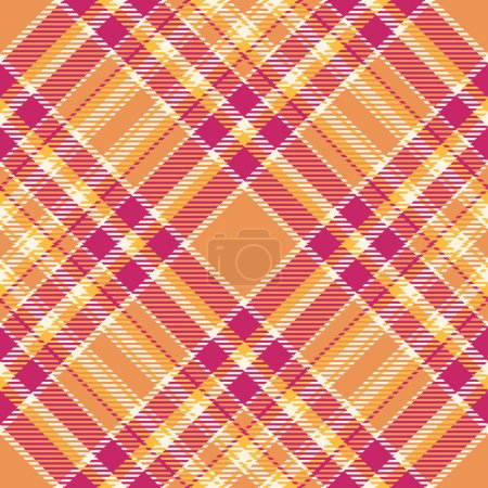 Téléchargez les illustrations : Vérification vectorielle du tissu tartan textile avec un fond de texture plaid sans couture dans les couleurs orange et rose. - en licence libre de droit