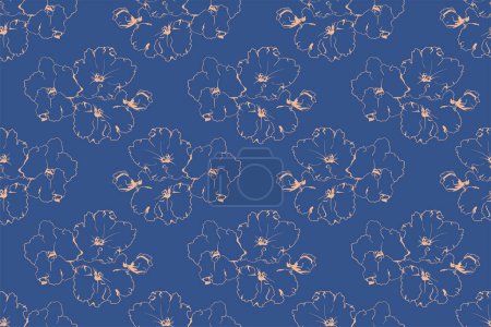 Illustration for Floral pattern seamless background. Foliage and flower wallpaper design of nature. Vector illustration. - Royalty Free Image