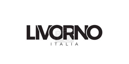 Illustration for Livorno in the Italia emblem for print and web. Design features geometric style, vector illustration with bold typography in modern font. Graphic slogan lettering isolated on white background. - Royalty Free Image