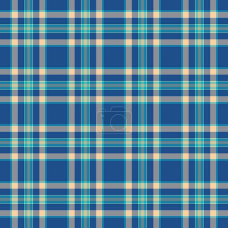 Illustration for Vector check texture of pattern tartan fabric with a textile background plaid seamless in cyan and teal colors. - Royalty Free Image