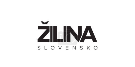 Illustration for Zilina in the Slovakia emblem for print and web. Design features geometric style, vector illustration with bold typography in modern font. Graphic slogan lettering isolated on white background. - Royalty Free Image